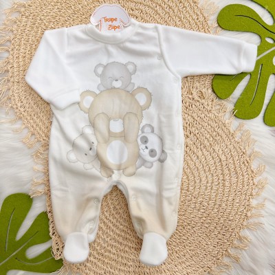 Macacão em Soft Ursinhos Esoncde-Esconde - Off White